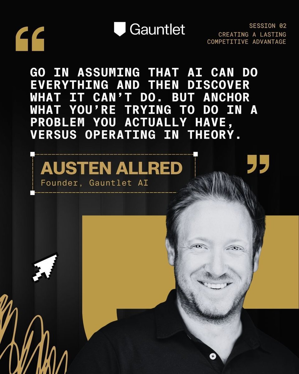 gauntletai's tweet photo. Most companies use AI to clear the backlog faster. The winners use it to redesign how they compete. Austen Allred and Josh Martin on building an advantage that lasts: https://t.co/9fBdoJS5SG https://t.co/JcDtEQ7qmc