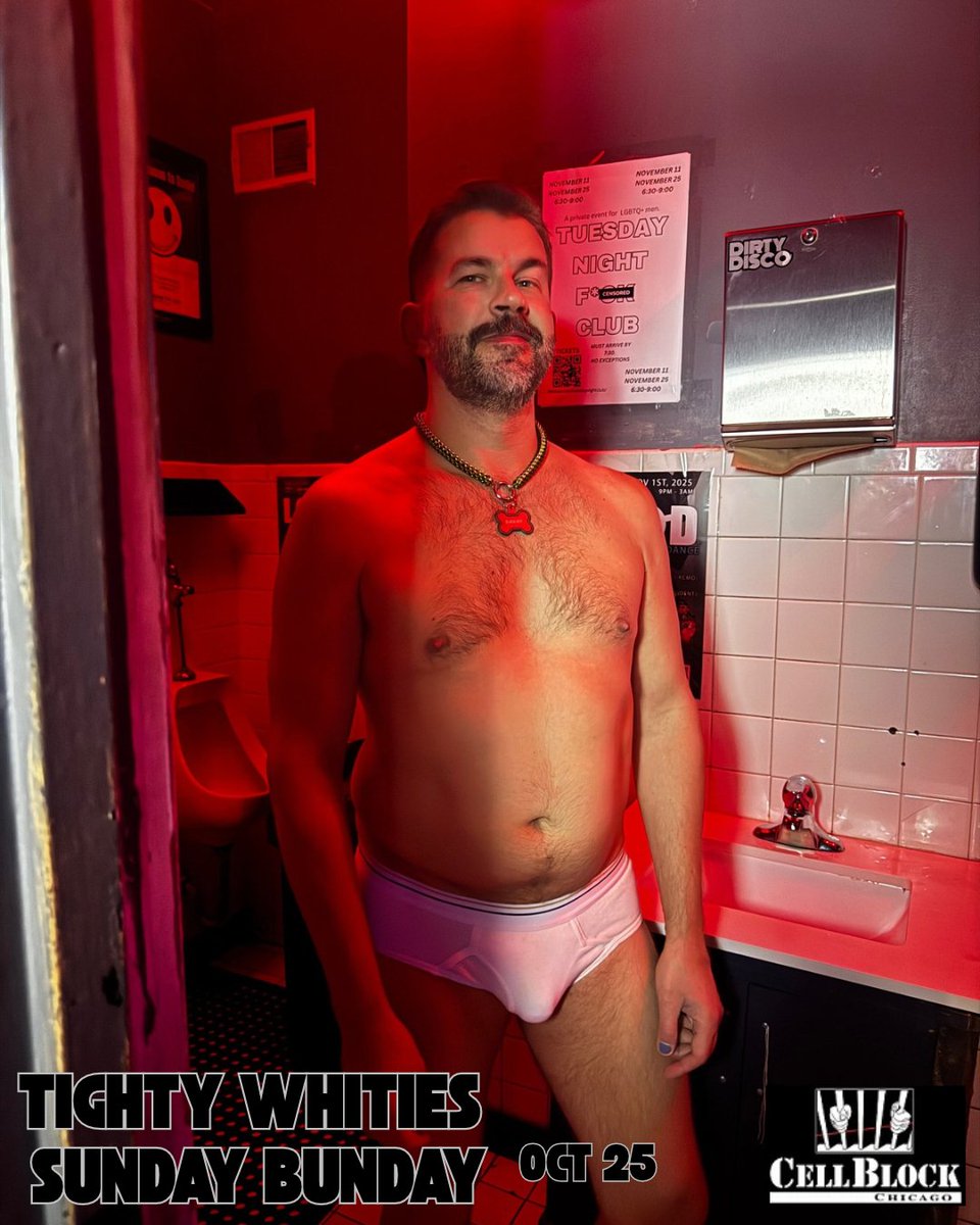 CellBlockChi's tweet photo. OCT 25

Tighty Whities Sunday Bunday

Drop your pants and keep your drawers on! Join us for our monthly tighty whities party. Doors open at 3. No cover charge. Complimentary clothing check. Backroom beats by DJs Austin James and Nevin. 

#sundaybunday #tightywhities #gaybar #gaybarbackroom #gaytightywhities
#GETINHERE
