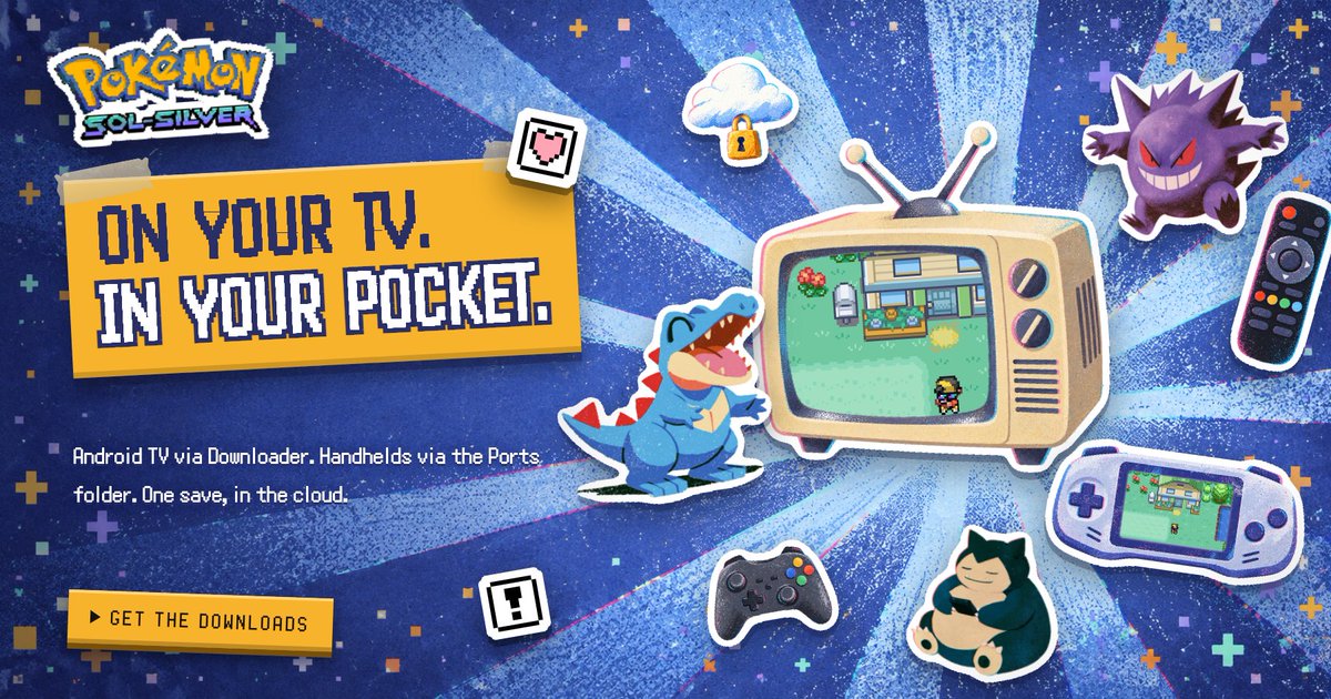 PokeSolSilver's tweet photo. On your TV. In your pocket. 📺

Sol-Silver also runs on Android TV and retro handhelds, with Bluetooth controllers and your save in the cloud. Setup steps are in the docs:

https://t.co/8LZIqR3JDY https://t.co/hUM4aHxtlM