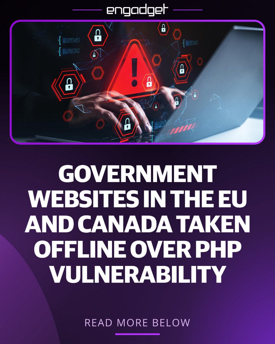engadget's tweet photo. All websites using PHP should update to the latest security patch. https://t.co/3A9pyJnM7m