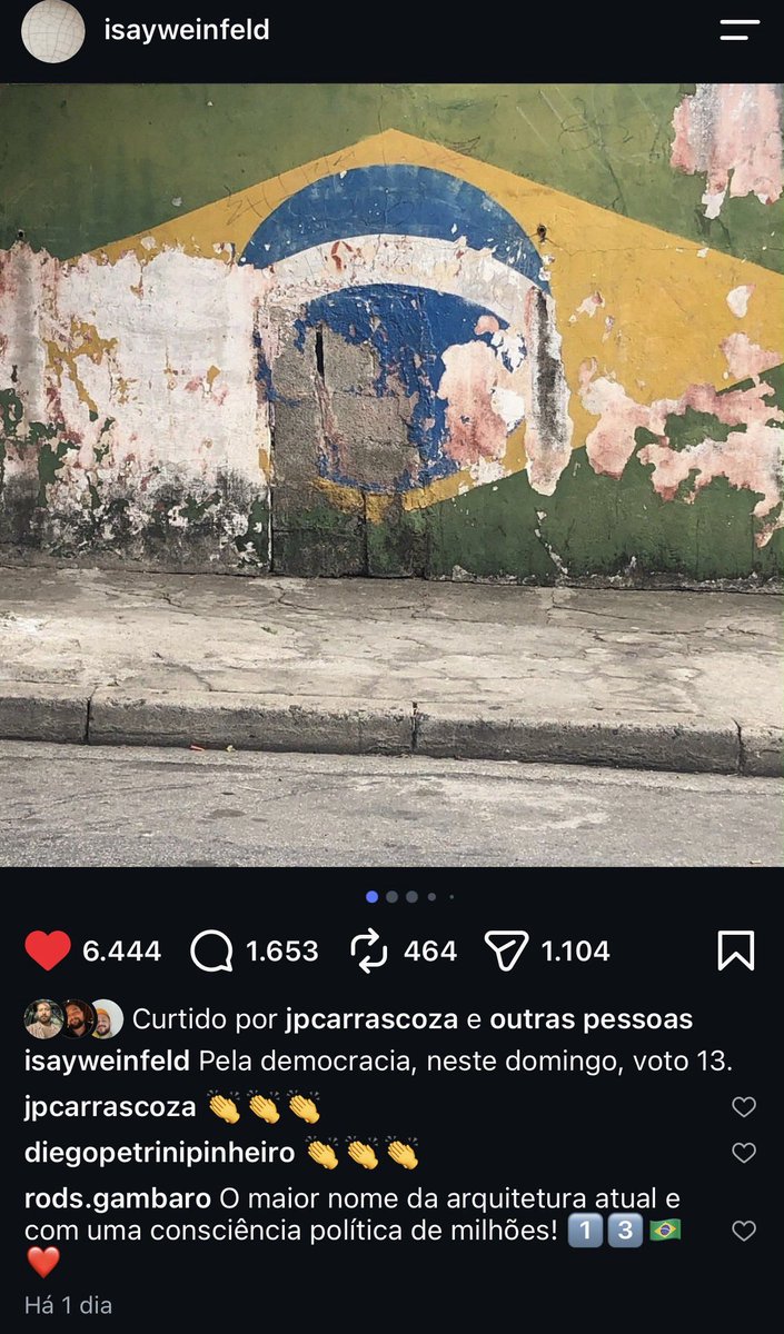 ursorodrag's tweet photo. Amadinhos, esse divo é um dos arquitetos mais renomados do Brasil e tá sendo massacrado nos comentários por ter declarado apoio ao Lula. Se tiverem um tempinho, vão lá deixar um carinho e apoiar o divo! ❤️☺️ https://t.co/rs5zoD2PQH