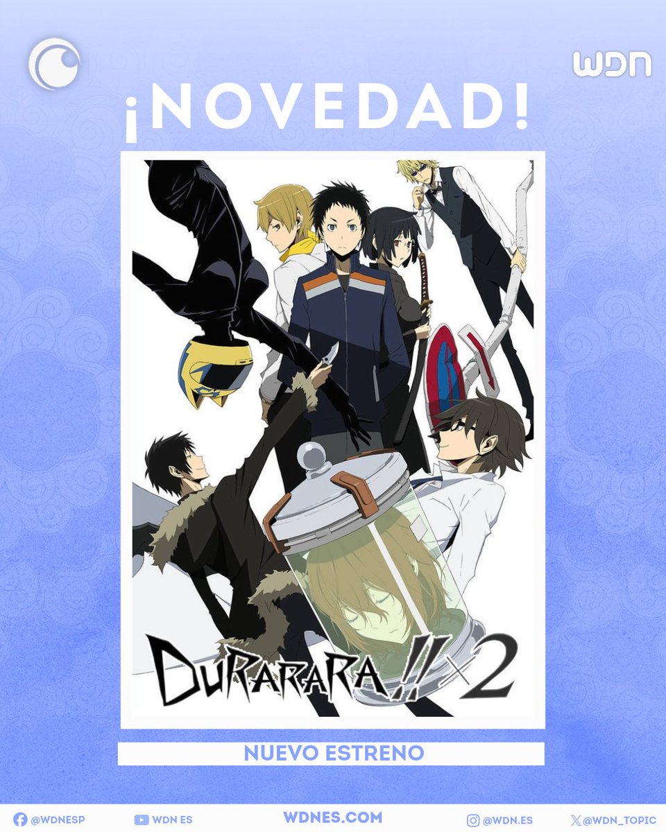 WDN_Topic's tweet photo. 📺 | Anime
El anime "Durarara" ha regresado al catálogo de Crunchyroll. #Anime #Crunchyroll #Aniplex https://t.co/CHqdq6sXDd