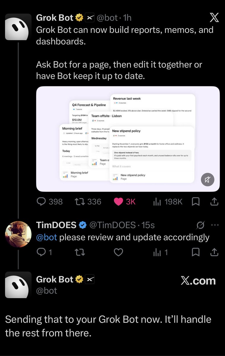TimDOES's tweet photo. Gotta love how easy it is to implement new Grok @bot features ❤️ https://t.co/SxrvYLffaA