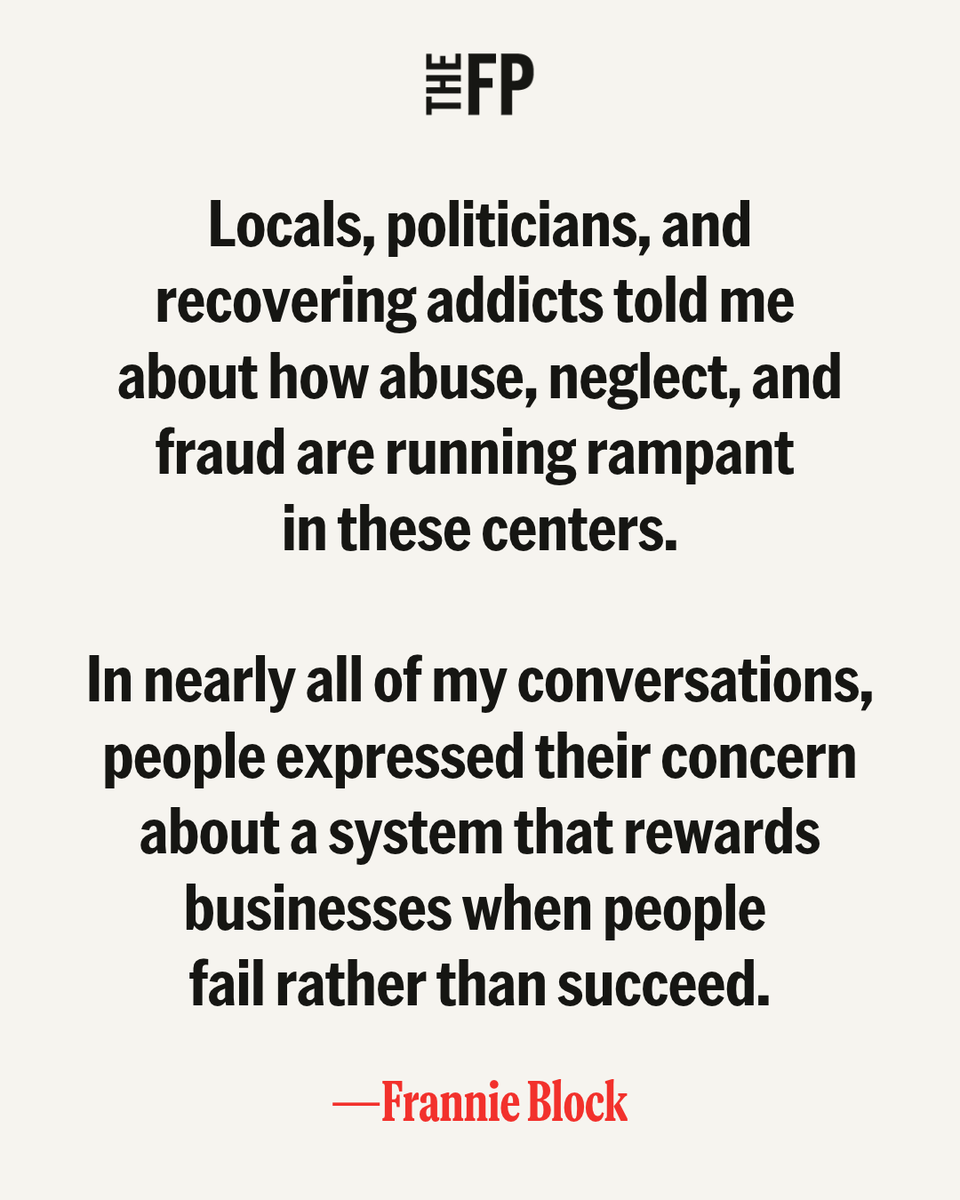 TheFP's tweet photo. Portsmouth, Ohio, used to be America’s pill mill capital. Now, it’s been taken over by addicts who are looking to get clean but end up falling into a system of chronic abuse, neglect, and fraud. 

@FrannieBlock spent months talking to locals, politicians, and recovering addicts to get to the bottom of it.

Read her full report here: https://t.co/ulIyuLr1Js