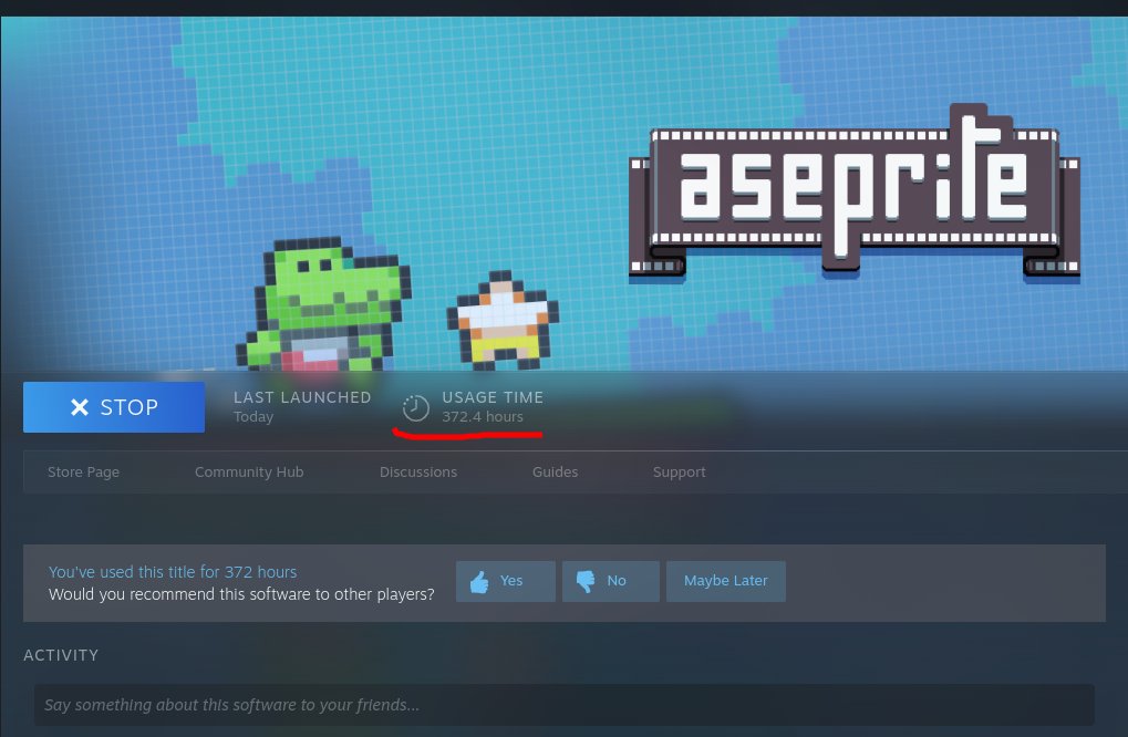 ItsRoboki's tweet photo. so I've spent a little close to 500 hours on my steam and about 400 of those are literally me drawing pixel art https://t.co/7nDECWAiAv