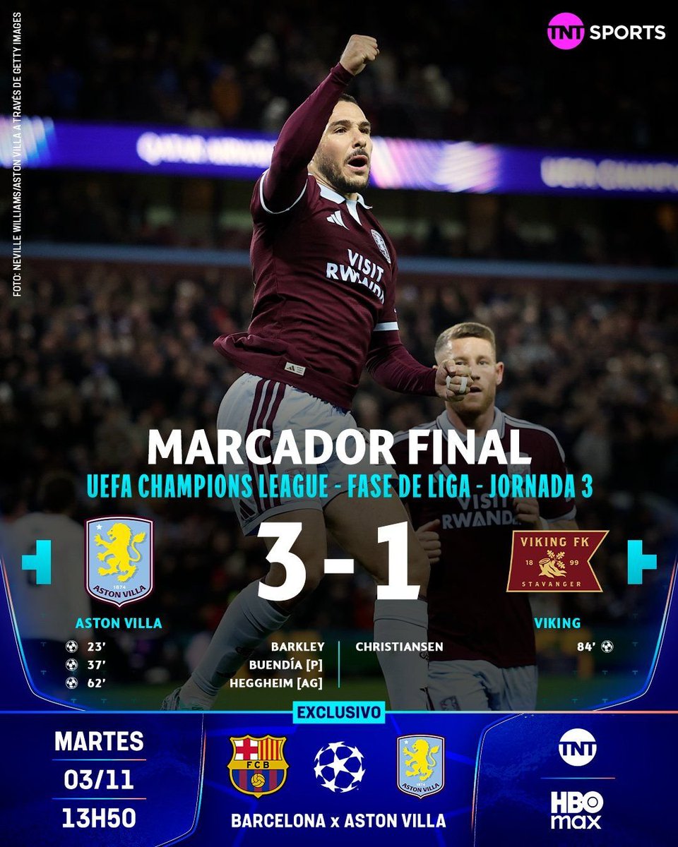 TheLokiLad's tweet photo. 🔚 FULLTIME

🏴󠁧󠁢󠁥󠁮󠁧󠁿 Aston Villa 3-1 Viking 🇳🇴

▪️ Ross Barkley and Emiliano Buendía guided Aston Villa to a comfortable 3-1 home victory to bag all three points.

#UCL #AVLVIK https://t.co/0rhxP9rPjL