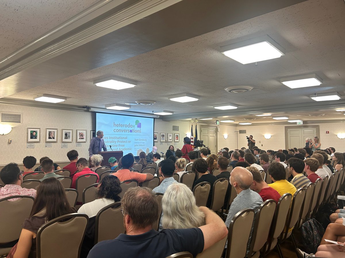 HdxAcademy's tweet photo. 🧠Debate about campus policy must reach the people who write it.

@IUBloomington’s HxA Campus Chapter hosted a Heterodox Conversation on institutional neutrality with @tomginsburg and John K. Wilson. It drew about 150 students, faculty, and administrators, and led to follow-up meetings with the chancellor and provost.

Chapter co-chair Mark Fraley is one of many members using HxA’s Campus Chapter network to make change on his campus.