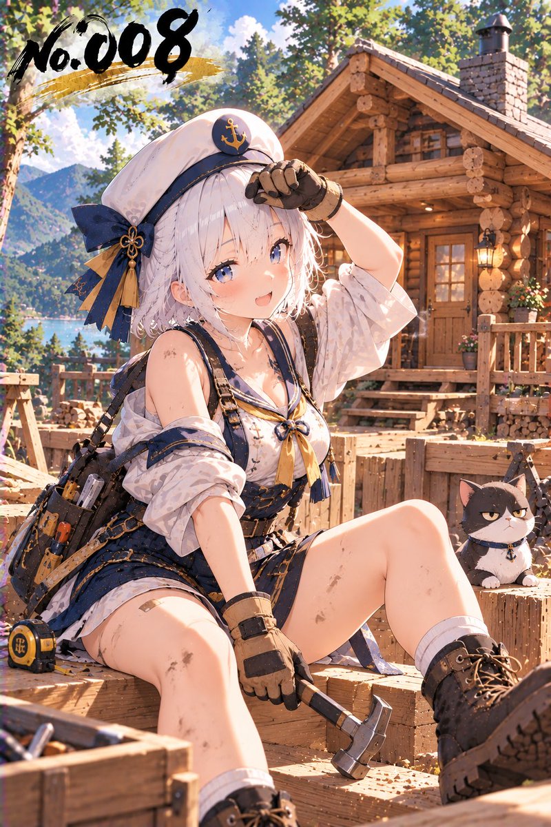 dora_tengu's tweet photo. みなさまおはようございます☀
本日の水兵ちゃんの死ぬまでにやりたい事リストは..｢小さなログハウスを手に入れる｣です🏠
イラストでは水兵ちゃんが自分で作り上げてるようですが時間とお金に余裕があればそんなのも楽しそうですね😊

#AI #AIイラスト #水兵ちゃん https://t.co/Clyw7ndOsS