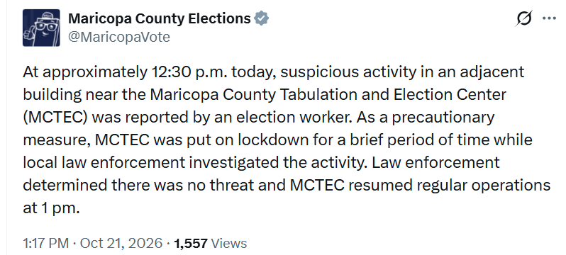 dirty_deeds_AZ's tweet photo. 🚨Another AZ MCTEC🗳️incident!!  @FBI @CivilRights - Shut da place down and do a forensic investigation of all voting equipment!!

CC: @AzRepGillette @Rach_IC @andybiggs4az @realAlexKolodin @WethePeopleAZA1 @GarretLewis @azjustinheap @AZGOP @KariLake @AzPinkLady @VeteransforAz @RJ4arizona @JoeLange