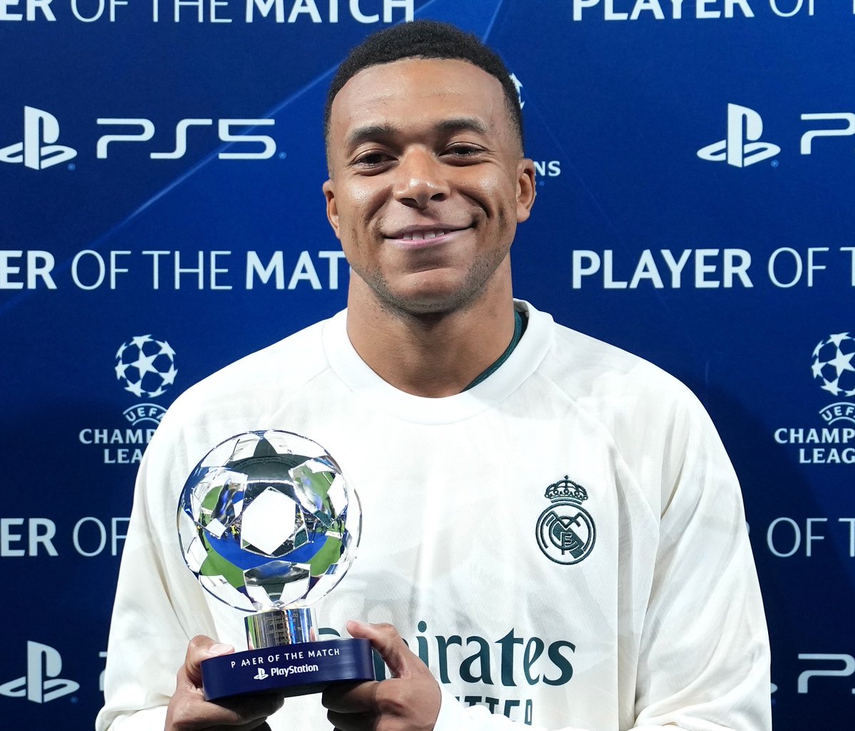 FabrizioRomano's tweet photo. 🤍🇪🇺 Kylian Mbappé, UEFA Man of the Match for Real Madrid against Leipzig. https://t.co/PQDwvpdxQ4