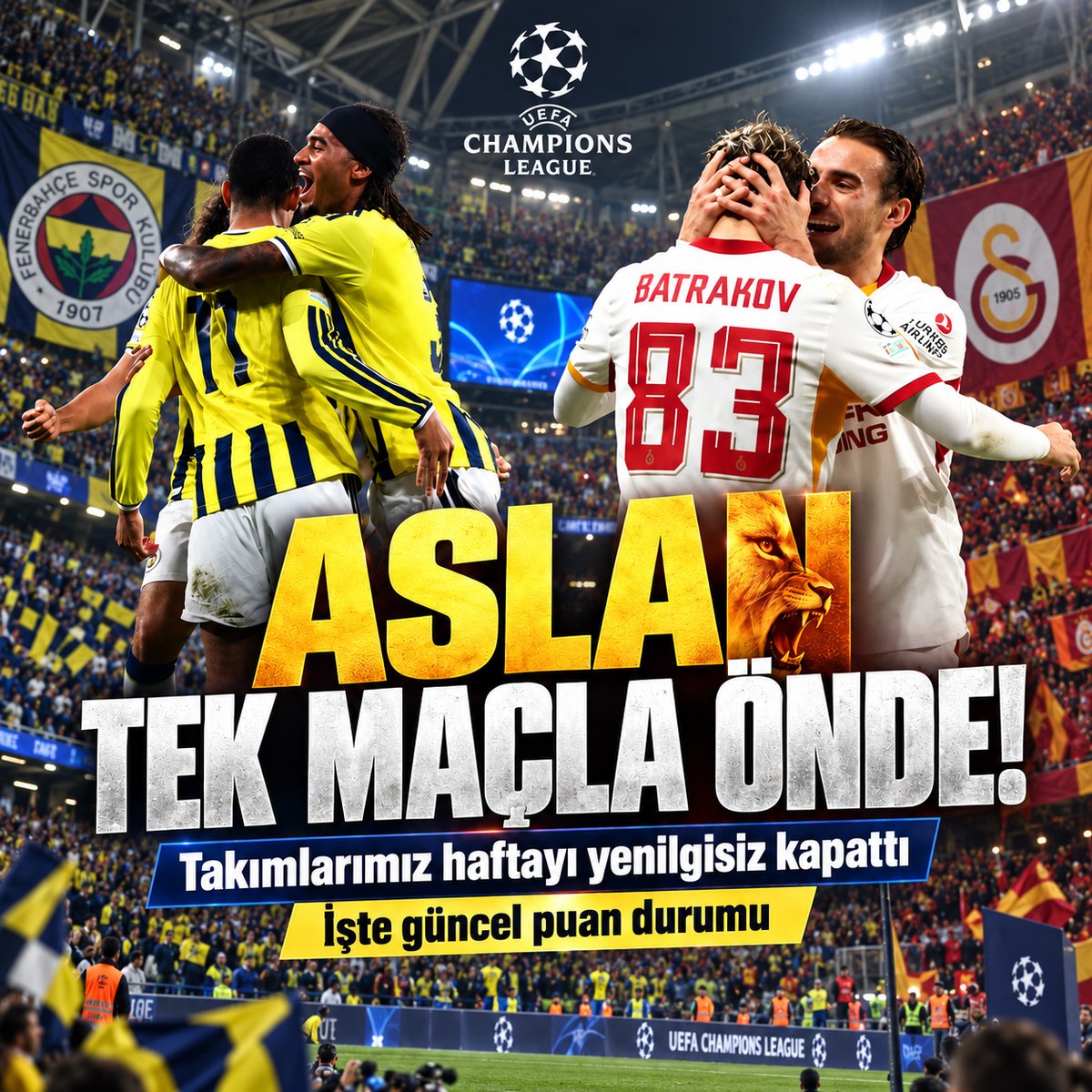 takvim's tweet photo. Fenerbahçe ve Galatasaray Şampiyonlar Ligi'nde kaçıncı sırada? Puan durumu

https://t.co/vSqqfEyB6T https://t.co/sRk6K5cCfU