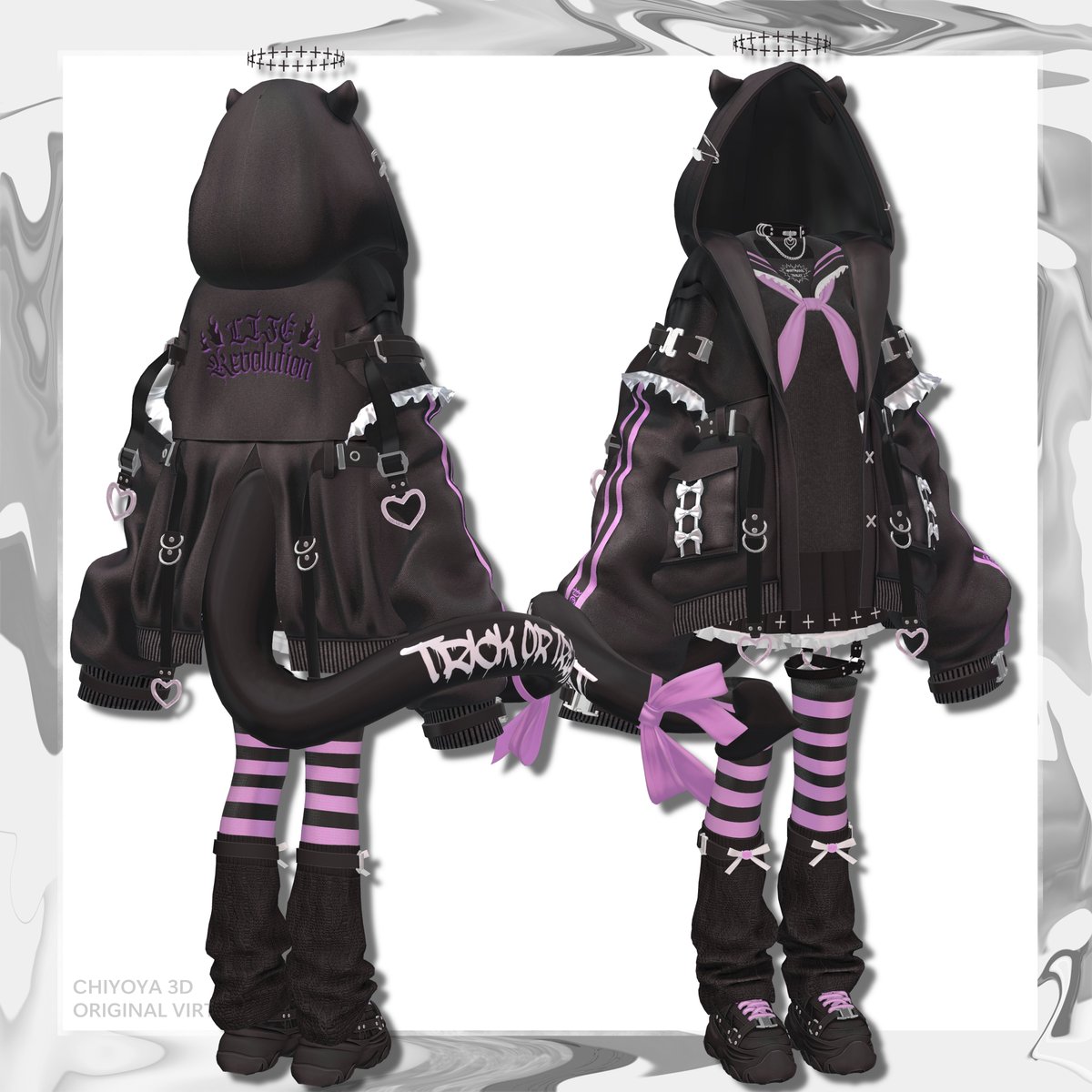 chiy00000n's tweet photo. 【新作】「生体革命アクマちゃん」販売開始！👿

大きな尻尾のアクマちゃん衣装です
たまにはガーリーなのも作りたいからな！
でかい尻尾！！
ながい袖！！
角つきフード！！

発売記念🎁 2名様
・RP
・〜10/25 22:00まで
・引用もOK
・BOOTH ♡100で+1名
感想もらえると嬉しいです！

リプへ続く↓ https://t.co/e2vUWKPdXV