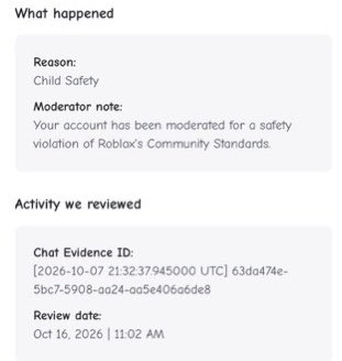 zonotevenhere's tweet photo. @45kxk @Roblox @KreekCraft @Roblox_RTC @RobloxCreators how i feel getting banned days later for something thanks to ai @Roblox unban us innocent people https://t.co/2gzy94girz