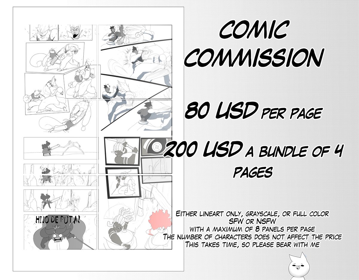 n_resurrection's tweet photo. COMMISSIONS OPEN!
NEW OFFERS FOR YOU!
regular commissions

︀︀FLAT/FULL COLOR/B&amp;W 50 USD
︀︀Background/extra char 10 USD

SWORD &amp; WAIFUS
2 slots available 
80 USD: 3 illustrations 
100 USD: All of the above + a manga-style comic page

DM TO DISCORD FOR MORE INFO https://t.co/Rxc2NCCEPU