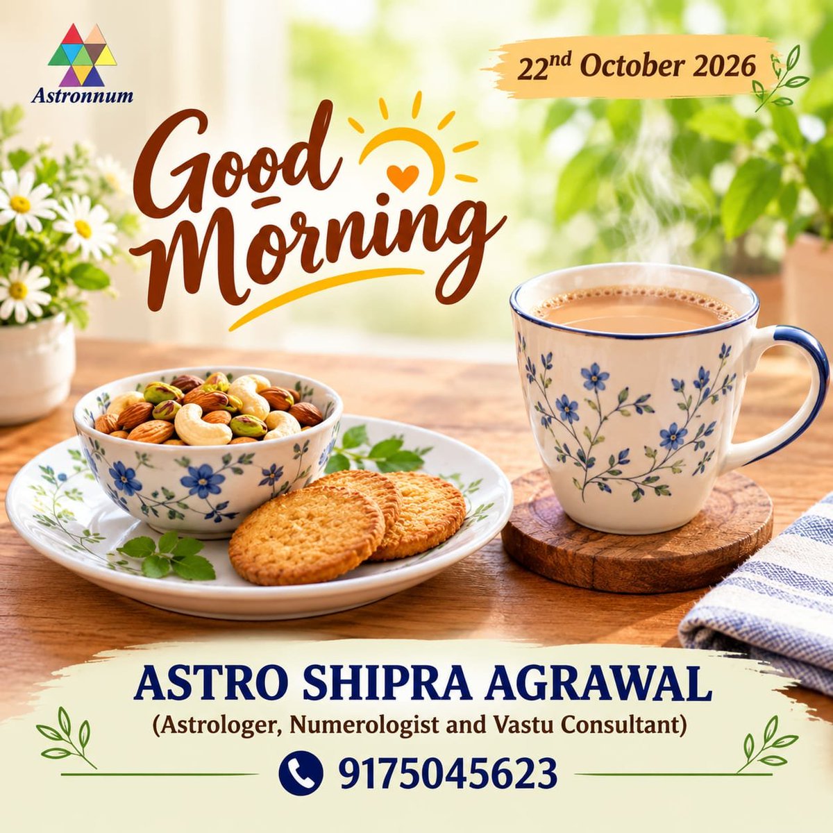 Astronnum's tweet photo. GOOD MORNING ☀️

#AstroShipraAgrawal
#Astronnum
#Astrologer
#Numerologist
#VastuConsultant
#GoodMorning
#Thursday
#सुप्रभात
#ॐ_श्री_लक्ष्मी_नारायण_नमः
#ten2226 https://t.co/rV1ZwSmI3Y
