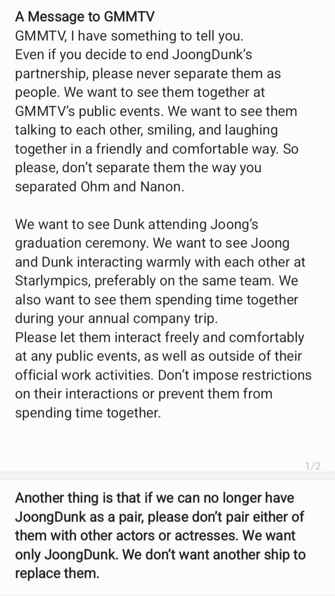 princessR1246's tweet photo. @GMMTV @ChenRcj @dunknatachai 
Pls here me out.. we don't want them be shipped with others again...joongdunk only. https://t.co/yBVQ9fejwb