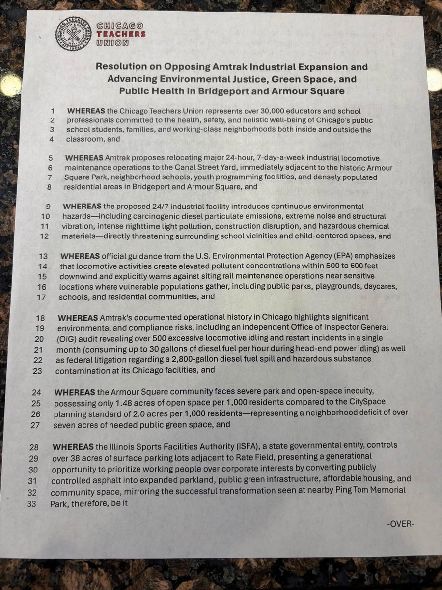StopAmtrakBPort's tweet photo. UNANIMOUS. @CTULocal1 House of Delegates voted to oppose Amtrak’s proposed Bridgeport facility, demand full environmental review, and reject billionaire interference in our communities. Thank you, CTU, for standing with our families. Our children’s futures come first. ALWAYS. https://t.co/cjvjic4vOC