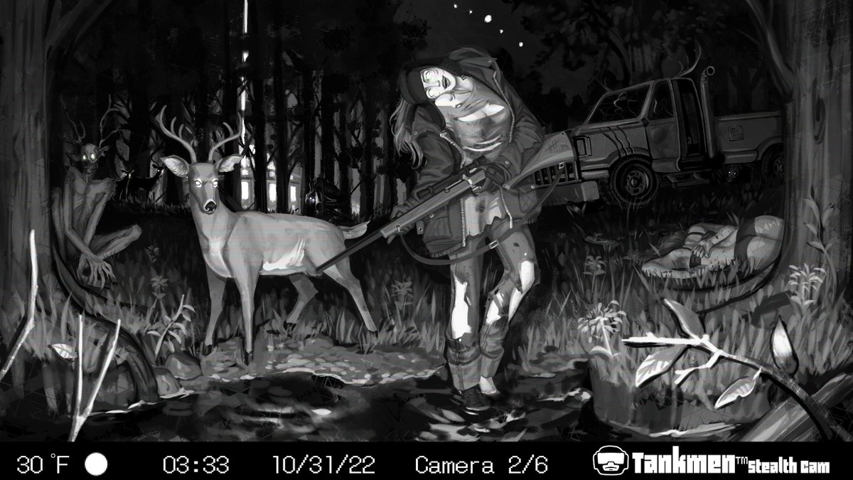 __IDKY__'s tweet photo. [Repost][2022][OC]-Caught On Camera 🦌
---------------------
Halloween is coming up. I felt it would be fun to repost some older spooky art.
#Halloween #Trailcam #Repostober https://t.co/X6OOco0RX4