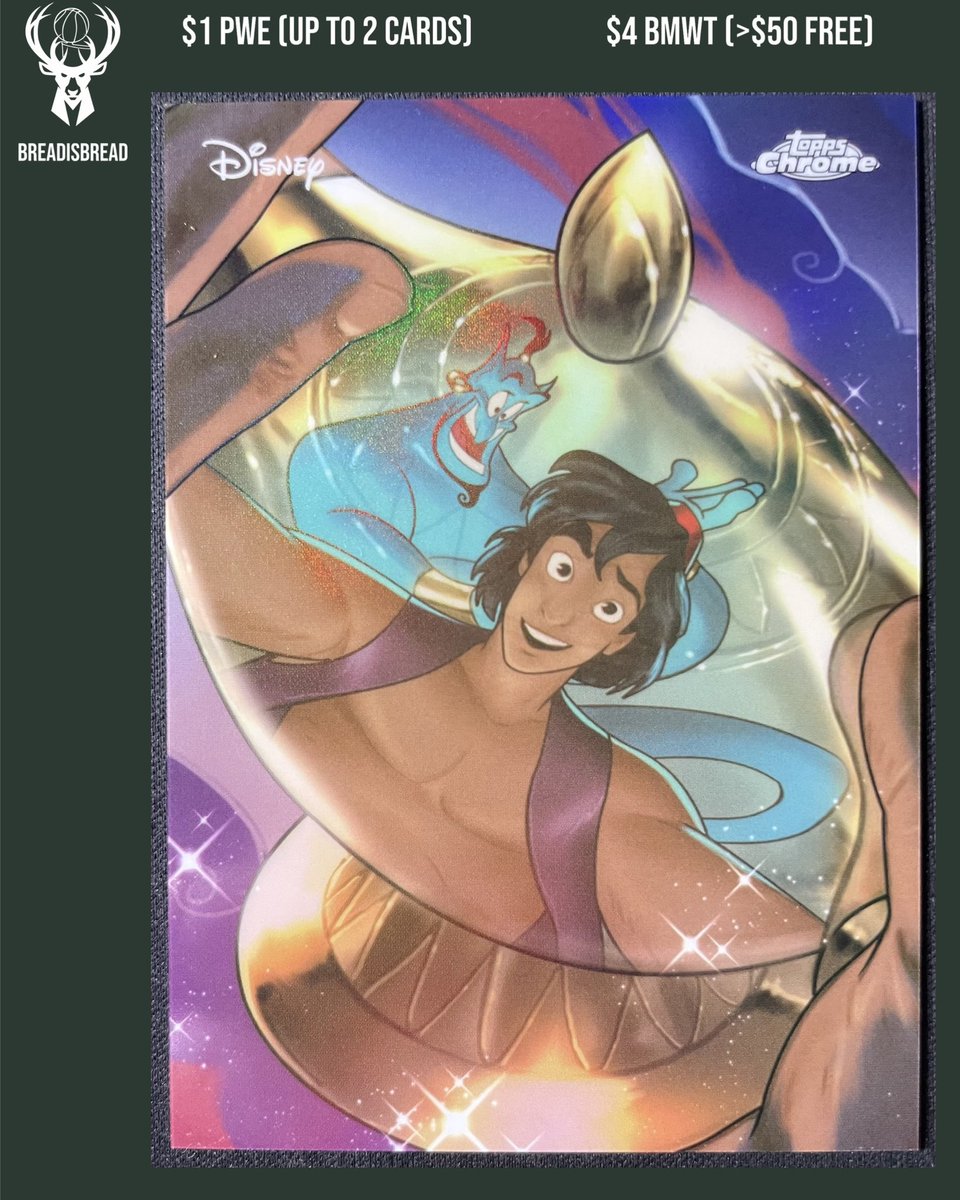 breadisbread_'s tweet photo. Genie &amp; Aladdin
Topps Chrome Reflections
$115

Reply take to claim. Sale ends 10/22 https://t.co/3Hi219LYJY