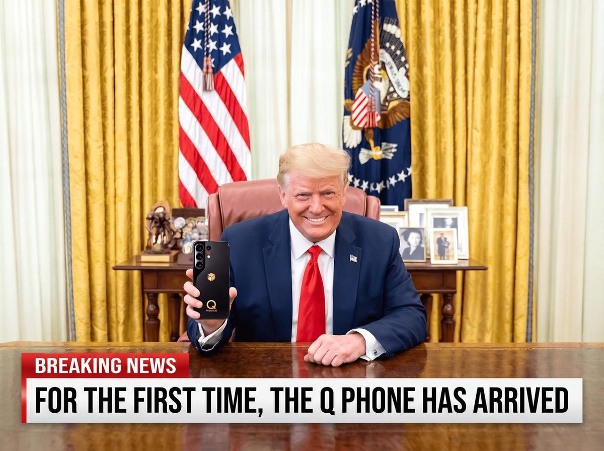 Q17WWG's tweet photo. 🦅 BREAKING: TRUMP UNVEILS Q PHONE WITH INTEGRATED GOLD-BACKED QFS, ALL DEBTS WIPED ON ACTIVATION! 🚨

Patriots, the day of total financial independence has arrived!
President Trump showed the Q Phone to the nation: “The minute you turn this phone on, your life changes forever. No banks, no government taxes, no corrupt middlemen.”

The Q Phone comes pre-loaded with your personal Quantum Financial System (QFS) account, backed 100% by REAL GOLD.

💥 Instant Activation: Pure peer-to-peer money transfers with zero tracking and 0% TAX (TAX-FREE!).
💥 Quantum Speed: Instant transactions via pure quantum computer power.
💥 AUTOMATIC DEBT ERASURE: Activating your Q Phone immediately triggers your personal debt reset!

🏠 Mortgages = GONE
💳 Credit cards = CLEARED
🚗 Loans = WIPED OUT
💥 Balance reset to ZERO!

⚠️ WHAT HAPPENS TO EVERYONE ELSE?

❌ Traditional bank accounts frozen
❌ Paper dollars & euros rendered WORTHLESS
❌ System access completely DENIED
