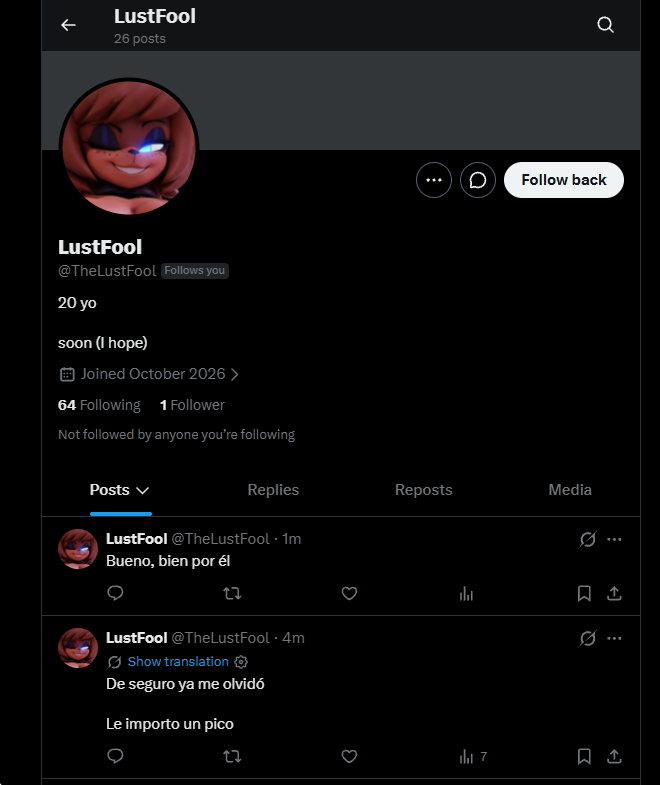 MSHUYUU's tweet photo. I need to share this because its very important because it can very well affect my wellbeing, i have taken action with PDI irl because of someone that has been stalking me and exposing real information about me online while using multiple accounts.

Doc with the proof mentioned below (its in spanish, sorry): 
https://t.co/wixcJMm0zt

@-HanKie/ @-LevramDRW / @-TheLustFool  Has been stalking and haraasing me for months.

In July i received a message from Hankie confessing his feelings towards me, he said himself that he was obssesed with me, he said that he would love to be closer with me and that he has been dreaming of meeting me irl, he said he made a paypal account to donate to me which in this exact context is extremely weird and made me very uncomfortable.

I told him that i felt very uncomfortable with him being so parasocial with me, i told him i didnt care too much about him using my models since they're free to use.

after that i was very on edge with him, i didnt block him since he apologized, we exchanged very few messages after that since he mentioned that he wanted to comission me a drawing, he tried to add me on discord which i just ignored, i usually forget to answer many of my dms and because of that in august 8th he asked if i disliked him, i told him this, No i dont dislike you, i dont like you either, you make me uncomfortable, our interactions after your confession made me uncomfortable, its better if you stop interacting with me directly and stop dming me, donating (he never donated), or comissioning me (he never comissioned me), i dont care if you tag me when you use my models but i want you to stop trying to interact with me

The next thing i said requires context

(I made a nsfw puppet model months before turning 18 and when i turned 18 i decided to start making nsfw publicly so i made an account and a few months later i made a c4d fnaf 2 pack of models which are pretty bad ngl but i deleted a few months later because of the puppet model, i did not want to have that specific model being public and since i had few followers at the time i didnt think someone would have it)

and what i added in that message was this

also i would've appreciated if you told me before sharing the puppet model, a model that i hate and was deleted bause of reasons but anyways, what is done, is done.

And what he answered was very uncomfortable to say the least, he sent a voice message

He apologized for sharing the puppet model but right after he went back to the obssesive shit, he accepted that i never interacted with him, he admitted to start interacting with me just to start with me because we was just THAT obsessed with me, he knows that i have a boyfriend and he said its wrong, he said that he wanted to give me something for my birthday and that i was the best thing to happen to him.

he sent another voice message where he admitted to have learned my full real name, he admitted to have said very weird stuff to me and he himself admitted that obsession turned out to something more, he made a render of the springboys with an optimus prime figure, so this absolute creep made the connection that i went to a concert and because i had a poster of an autobot emblem that i honestly forgor until that moment, he made the connection that i liked transformers, which i do but its extremely uncomfortable that he put springbonnie (i looked like the springbonnie model at the time) holding an optimus prime figure while hugging fredbear, this was very uncomfortable to go through

i answered with this:

I want to make this completely clear because I feel like you're not understanding what I'm telling you. I'm not comfortable with the way you've been trying to get my attention or with what you confessed to me. You make me uncomfortable, and I don't want to have any further interactions with you, not even attempts to get my attention.
Please don't send me any more DMs or voice messages, don't try to donate to me, and don't ask me for commissions. I also don't want you to try to find other ways to contact me. You're free to keep viewing my content if you want, but I don't want you to try to interact with me in any way.
This isn't an invitation to discuss things or something you need to respond to. It's simply a boundary I'm setting, and I expect you to respect it. My boyfriend is also concerned because, obviously, I tell him about these kinds of messages and interactions, but this is primarily about the fact that I'm uncomfortable, and of course that makes him concerned as well.
So please, just don't talk to me anymore, don't tag me, and don't try to donate to me or commission me.

and followed it up with this:

It's not normal for me to have to worry about what personal information I post on my social media and what personal details of mine you're collecting or piecing together just to get my attention.
It's also not okay for you to keep talking to me in suggestive ways and with ulterior motives, knowing that I'm in a relationship. That means you're prioritizing what you want over the boundaries I'm setting with you.
I don't want your money, I don't want you to try to get closer to me, and I don't want you to look for ways to get my attention. This isn't about whether you're a good or bad person. Your behavior makes me uncomfortable, and I don't want to have any kind of contact with you.

So its very clear i didnt want anything to do with this absolute creep. setting up clear boundaries since it went TOO FAR.

after that i told him to contact everyone he shared the puppet model so they could delete it (sorry if that affected anyone that made anything with the model) and that i would block him since i dont want any contact with him.

after a few months i noticed a weird account that reposted only certain posts i made, posts of my oc, my bf, and so i checked the account and it was Hankie under a new name. LevramDRW

And in that account he had the most heinus shit imaginable, posts referencing my real name, posts being jealous of my boyfriend, comparing himself to him a render of springbonnie (referencing me) hugging a big chica plush (referencing my bf), many posts saying that he loved me, posts saying i was so happy after i made him feel shitty, posts referencing my passing of 12k followers and so i contacted him so he stops posting shit referencing me.

Hankie, I genuinely don't know what's going through your head, but what you're doing isn't just bothering me; it's also affecting my partner and friends who know what's been going on.

I want you to stop making indirect references to me entirely. I don't know what goes through your mind that makes you think any of this is okay. This is no longer a matter of being a simp. You're genuinely a stalker.
If your behavior continues, or if I see even the slightest indirect reference to me, no matter how vague it may be, I'll have to do something I've been trying to avoid. I'll send your information and a photo of your face to my friend, who's a Carabineros officer, and she'll help me file a formal complaint for harassment.
It's the last thing I want to do, but I will if I deem it necessary. This is not a warning; I'll do it without a second thought.
Forget about me. I don't want anything from you, and I have never wanted anything to do with you.

my boyfriend also contacted him. messages will be in the doc

after my boyfriend sent the messages i added as a final note

I'll make this very clear, and for the last time: I will never be your friend. I never led you on or flirted with you. All I ever did was retweet posts or renders featuring my models, but I never gave you nearly enough attention for you to think that things happened between us when they never did.
Forget about me completely. I don't want to have to worry about having a stalker, and I certainly don't want to have to file a harassment complaint against you.
Forget about me. I've already told you: I want nothing to do with you.

And so we blocked him and forgot about him, and well, another account doing the exact same shit of reposting only certain stuff popped up again, and in the followers list it had LevramDRW as the only follower which still referenced me

in this new account named TheLustFool it contained the following stuff referencing me, a render of the puppet model, the same render of the springboys and more stuff referencing me

Hankie, se que verás esto, la denuncia está tramitada, no se cuantas veces tengo que decirte esto y de hecho te lo advertí y sabes que lo hice, no quiero nada contigo, de hecho te odio, no se que tienes en la cabeza pero anda a un psicólogo o algo enfermo de mierda.