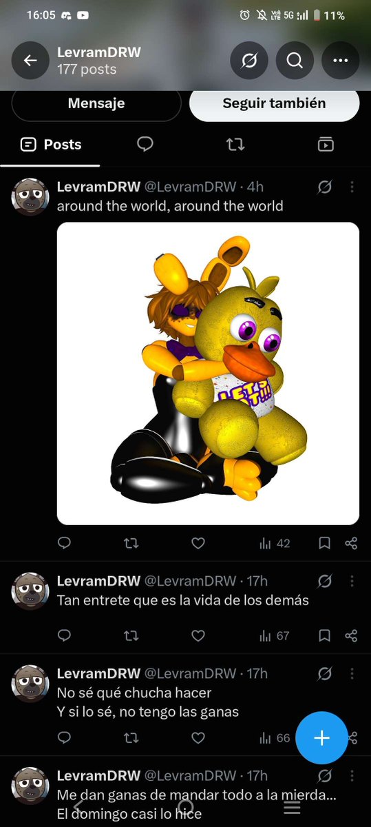 MSHUYUU's tweet photo. I need to share this because its very important because it can very well affect my wellbeing, i have taken action with PDI irl because of someone that has been stalking me and exposing real information about me online while using multiple accounts.

Doc with the proof mentioned below (its in spanish, sorry): 
https://t.co/wixcJMm0zt

@-HanKie/ @-LevramDRW / @-TheLustFool  Has been stalking and haraasing me for months.

In July i received a message from Hankie confessing his feelings towards me, he said himself that he was obssesed with me, he said that he would love to be closer with me and that he has been dreaming of meeting me irl, he said he made a paypal account to donate to me which in this exact context is extremely weird and made me very uncomfortable.

I told him that i felt very uncomfortable with him being so parasocial with me, i told him i didnt care too much about him using my models since they're free to use.

after that i was very on edge with him, i didnt block him since he apologized, we exchanged very few messages after that since he mentioned that he wanted to comission me a drawing, he tried to add me on discord which i just ignored, i usually forget to answer many of my dms and because of that in august 8th he asked if i disliked him, i told him this, No i dont dislike you, i dont like you either, you make me uncomfortable, our interactions after your confession made me uncomfortable, its better if you stop interacting with me directly and stop dming me, donating (he never donated), or comissioning me (he never comissioned me), i dont care if you tag me when you use my models but i want you to stop trying to interact with me

The next thing i said requires context

(I made a nsfw puppet model months before turning 18 and when i turned 18 i decided to start making nsfw publicly so i made an account and a few months later i made a c4d fnaf 2 pack of models which are pretty bad ngl but i deleted a few months later because of the puppet model, i did not want to have that specific model being public and since i had few followers at the time i didnt think someone would have it)

and what i added in that message was this

also i would've appreciated if you told me before sharing the puppet model, a model that i hate and was deleted bause of reasons but anyways, what is done, is done.

And what he answered was very uncomfortable to say the least, he sent a voice message

He apologized for sharing the puppet model but right after he went back to the obssesive shit, he accepted that i never interacted with him, he admitted to start interacting with me just to start with me because we was just THAT obsessed with me, he knows that i have a boyfriend and he said its wrong, he said that he wanted to give me something for my birthday and that i was the best thing to happen to him.

he sent another voice message where he admitted to have learned my full real name, he admitted to have said very weird stuff to me and he himself admitted that obsession turned out to something more, he made a render of the springboys with an optimus prime figure, so this absolute creep made the connection that i went to a concert and because i had a poster of an autobot emblem that i honestly forgor until that moment, he made the connection that i liked transformers, which i do but its extremely uncomfortable that he put springbonnie (i looked like the springbonnie model at the time) holding an optimus prime figure while hugging fredbear, this was very uncomfortable to go through

i answered with this:

I want to make this completely clear because I feel like you're not understanding what I'm telling you. I'm not comfortable with the way you've been trying to get my attention or with what you confessed to me. You make me uncomfortable, and I don't want to have any further interactions with you, not even attempts to get my attention.
Please don't send me any more DMs or voice messages, don't try to donate to me, and don't ask me for commissions. I also don't want you to try to find other ways to contact me. You're free to keep viewing my content if you want, but I don't want you to try to interact with me in any way.
This isn't an invitation to discuss things or something you need to respond to. It's simply a boundary I'm setting, and I expect you to respect it. My boyfriend is also concerned because, obviously, I tell him about these kinds of messages and interactions, but this is primarily about the fact that I'm uncomfortable, and of course that makes him concerned as well.
So please, just don't talk to me anymore, don't tag me, and don't try to donate to me or commission me.

and followed it up with this:

It's not normal for me to have to worry about what personal information I post on my social media and what personal details of mine you're collecting or piecing together just to get my attention.
It's also not okay for you to keep talking to me in suggestive ways and with ulterior motives, knowing that I'm in a relationship. That means you're prioritizing what you want over the boundaries I'm setting with you.
I don't want your money, I don't want you to try to get closer to me, and I don't want you to look for ways to get my attention. This isn't about whether you're a good or bad person. Your behavior makes me uncomfortable, and I don't want to have any kind of contact with you.

So its very clear i didnt want anything to do with this absolute creep. setting up clear boundaries since it went TOO FAR.

after that i told him to contact everyone he shared the puppet model so they could delete it (sorry if that affected anyone that made anything with the model) and that i would block him since i dont want any contact with him.

after a few months i noticed a weird account that reposted only certain posts i made, posts of my oc, my bf, and so i checked the account and it was Hankie under a new name. LevramDRW

And in that account he had the most heinus shit imaginable, posts referencing my real name, posts being jealous of my boyfriend, comparing himself to him a render of springbonnie (referencing me) hugging a big chica plush (referencing my bf), many posts saying that he loved me, posts saying i was so happy after i made him feel shitty, posts referencing my passing of 12k followers and so i contacted him so he stops posting shit referencing me.

Hankie, I genuinely don't know what's going through your head, but what you're doing isn't just bothering me; it's also affecting my partner and friends who know what's been going on.

I want you to stop making indirect references to me entirely. I don't know what goes through your mind that makes you think any of this is okay. This is no longer a matter of being a simp. You're genuinely a stalker.
If your behavior continues, or if I see even the slightest indirect reference to me, no matter how vague it may be, I'll have to do something I've been trying to avoid. I'll send your information and a photo of your face to my friend, who's a Carabineros officer, and she'll help me file a formal complaint for harassment.
It's the last thing I want to do, but I will if I deem it necessary. This is not a warning; I'll do it without a second thought.
Forget about me. I don't want anything from you, and I have never wanted anything to do with you.

my boyfriend also contacted him. messages will be in the doc

after my boyfriend sent the messages i added as a final note

I'll make this very clear, and for the last time: I will never be your friend. I never led you on or flirted with you. All I ever did was retweet posts or renders featuring my models, but I never gave you nearly enough attention for you to think that things happened between us when they never did.
Forget about me completely. I don't want to have to worry about having a stalker, and I certainly don't want to have to file a harassment complaint against you.
Forget about me. I've already told you: I want nothing to do with you.

And so we blocked him and forgot about him, and well, another account doing the exact same shit of reposting only certain stuff popped up again, and in the followers list it had LevramDRW as the only follower which still referenced me

in this new account named TheLustFool it contained the following stuff referencing me, a render of the puppet model, the same render of the springboys and more stuff referencing me

Hankie, se que verás esto, la denuncia está tramitada, no se cuantas veces tengo que decirte esto y de hecho te lo advertí y sabes que lo hice, no quiero nada contigo, de hecho te odio, no se que tienes en la cabeza pero anda a un psicólogo o algo enfermo de mierda.