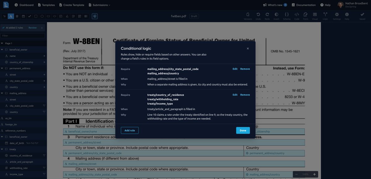 ndbroadbent's tweet photo. @DocSpring Now you can turn any PDF form into a type-safe API call in about a minute https://t.co/YIgvkd1i1R