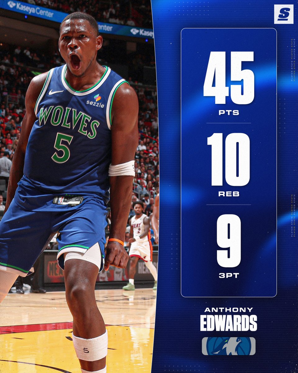 theScore's tweet photo. ANT GOES FOR 45, AND THE NEW LOOK T’WOLVES TAKE DOWN GIANNIS IN HIS HEAT DEBUT! 🐜 https://t.co/sa8GoNogkT