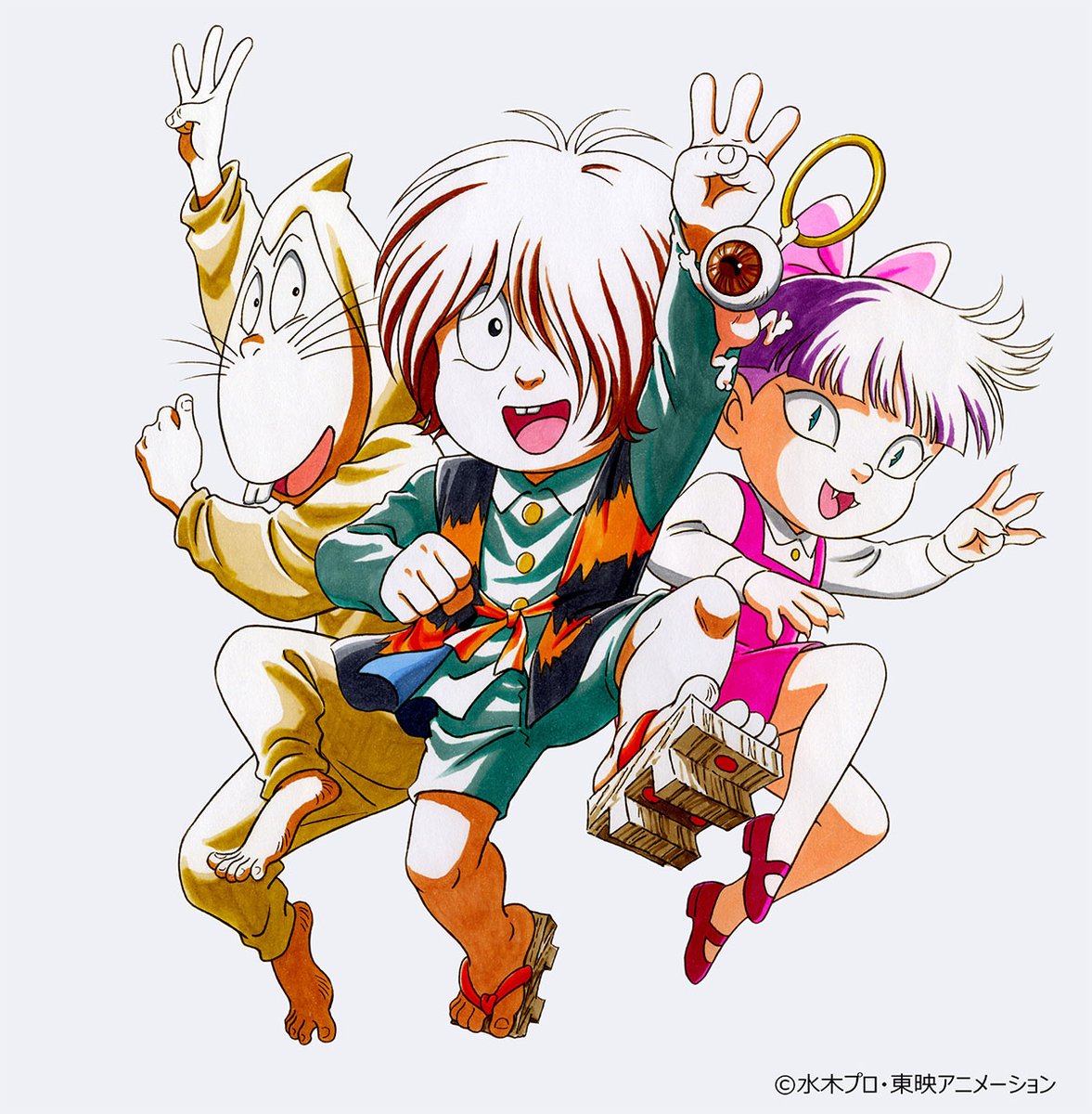 kitaro_anime's tweet photo. ⬛️🟨⬛️
#ゲゲゲ忌2026 新情報！
🟨⬛️🟨

✨放送30周年記念✨
『#ゲゲゲの鬼太郎』第4期キャラクターデザイン
#姫野美智 氏新規描き下ろしが到着！

30周年を祝う鬼太郎たちのイラスト🎨

本イラストを使用したグッズも発売決定🎊
全ラインナップは後日公開！

▼詳細▼
https://t.co/Bl584VIv8U https://t.co/f7RG5bVnBr