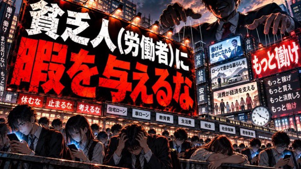 itosns_330's tweet photo. "貧乏人に暇を与えるな"
江戸時代から伝わる洗脳ワード。時間があると「今の働き方で大丈夫なのか？」と考える。その思考を持たせないためにとにかく疲弊するまで働かせる。だから「忙しいからできない」と言ってると一生貧乏社畜。僕はこれが怖くて反乱（個人で稼ぐ）を始めたよ🔥 みんなはどうする？ https://t.co/4bNk0SAPx5