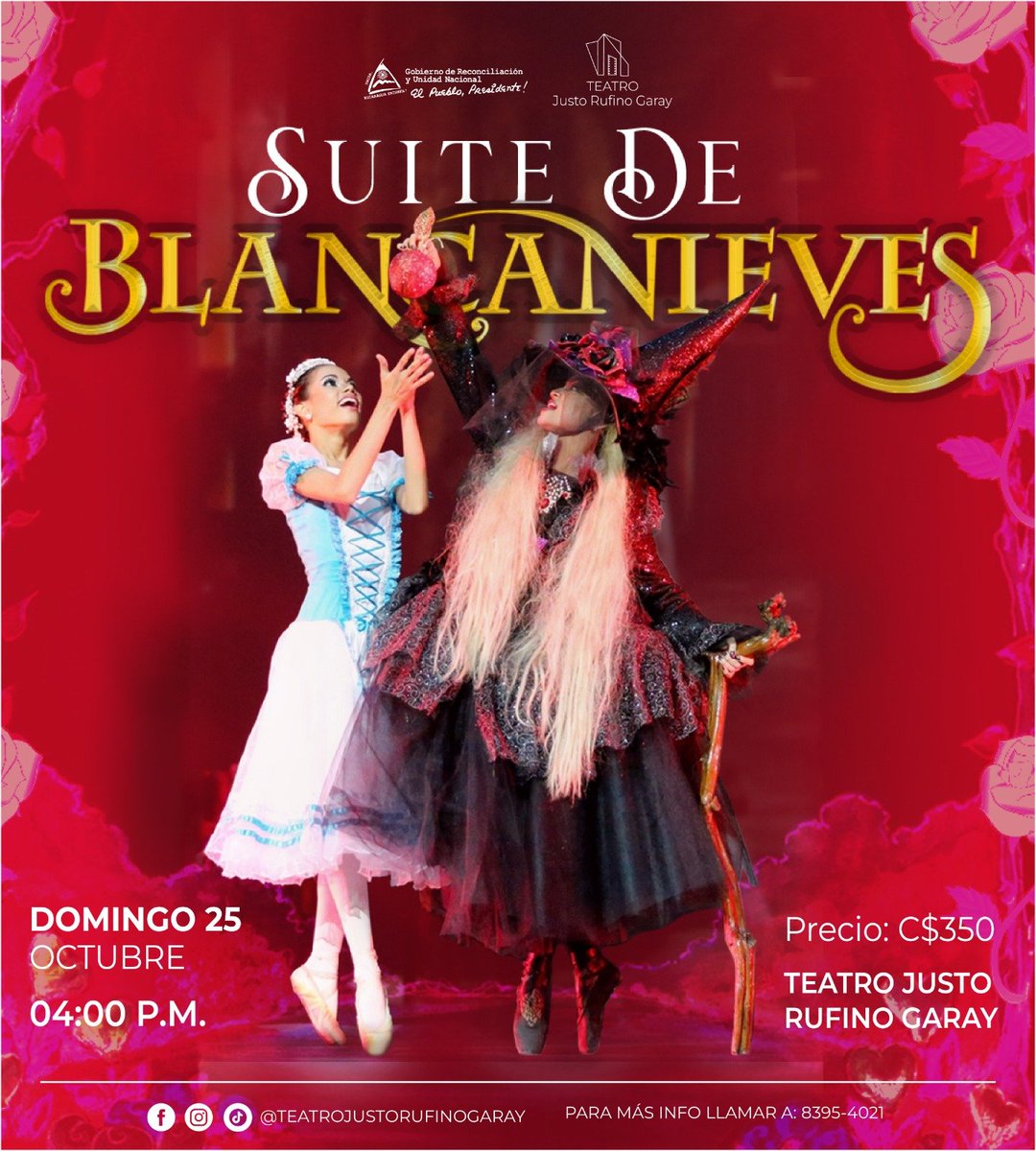CanDigital2's tweet photo. 🩰🍎 Disfrutá de una tarde llena de danza, elegancia y personajes inolvidables con la Suite de Blancanieves, un espectáculo para compartir en familia. 🌹✨

📅 Domingo 25 de octubre
🕓 4:00 p. m.
📍 Teatro Justo Rufino Garay
🎟️ Entrada: C$350

¡Te esperamos! ❤️ https://t.co/JlbyzkhUKW