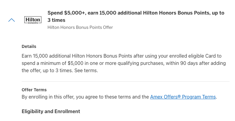 USCCStrategy's tweet photo. #AmexOffers: Spend $5,000+, earn 15,000 additional Hilton Honors Bonus Points, up to 3 times 
Activated by #CardPointers+: https://t.co/bztZjA1Yrg https://t.co/iqtrcK5HYB