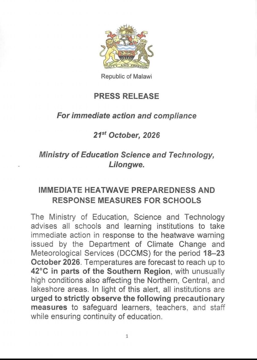 ednyoka's tweet photo. We are experiencing very high temperatures.  It was 35⁰ Celcius in my place yesterday, and around 41⁰ Celsius in the far south of the country. https://t.co/X5JbB6u7zZ