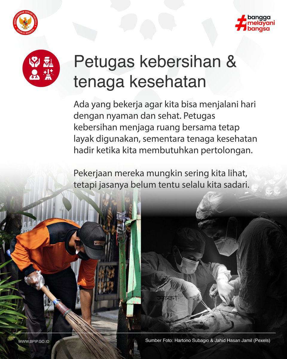 BPIPRI's tweet photo. #SalamPancasila

Terima kasih untuk semua yang terus bekerja dan berkontribusi bagi Indonesia. Menghargai dan memperlakukan sesama dengan baik adalah wujud Sila ke-2, Kemanusiaan yang Adil dan Beradab. ❤️

#BPIP #Pancasila #Kemanusiaan #SilaKedua (1/2) https://t.co/FzSIOgaaH9