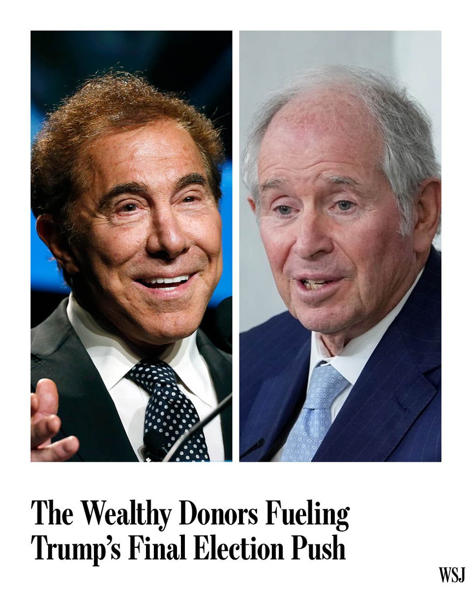 WSJ's tweet photo. President Trump’s affiliated super PACs spent more than $237 million between September and mid-October on competitive races. 

Here are some of the wealthy donors helping to fuel Trump’s 11th-hour push to hold Congress. 

🔗: https://t.co/71McGEVVeJ https://t.co/E9yfPYTzwg