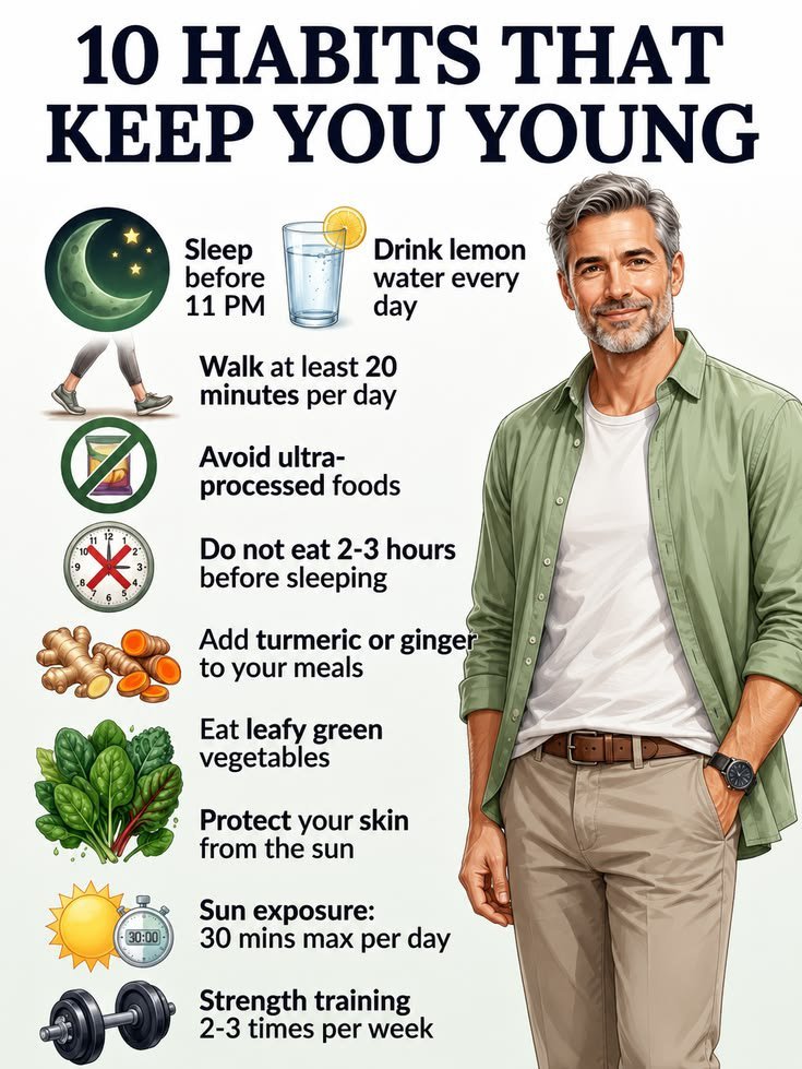 FarinaAi's tweet photo. 10 habits that  keep you young. https://t.co/RXbOZ1XVsY