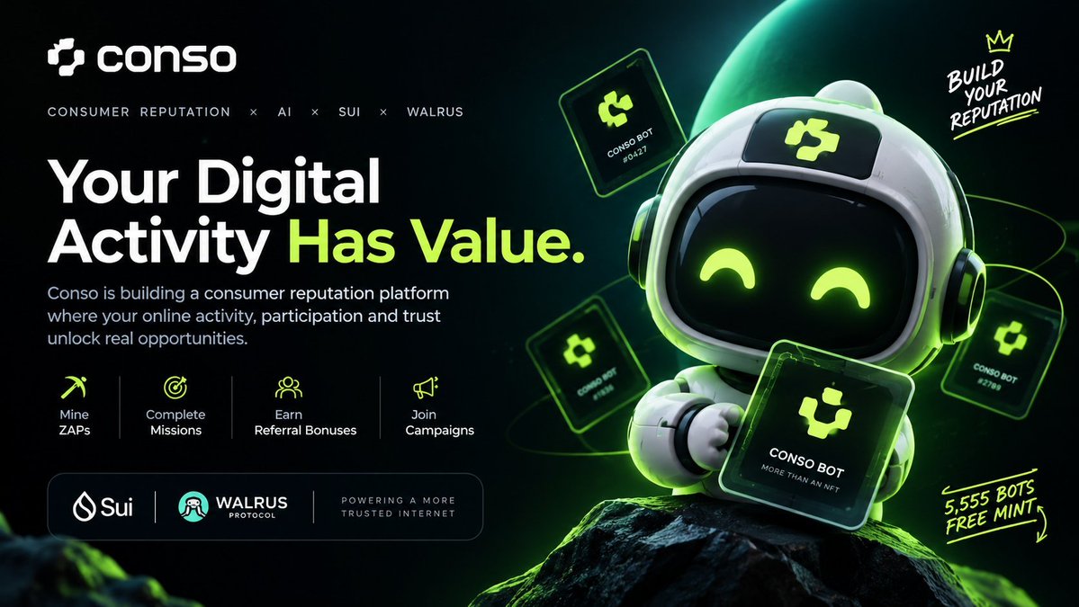 Zehtron's tweet photo. Been looking into @conso_xyz, and it’s an interesting project to watch 👀

Powered by @WalrusProtocol, Conso brings decentralized storage into its ecosystem, opening up new possibilities for on-chain innovation.

Definitely one to keep an eye on. 🔥 https://t.co/zOf4D88Uyv