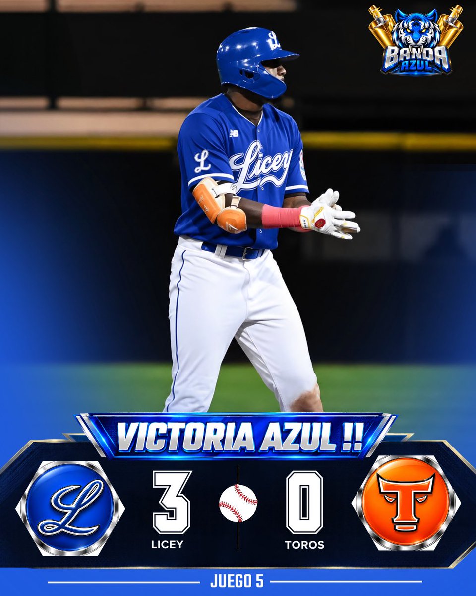 BandaAzulTL's tweet photo. 🚨💙 ¡JUEGO SIN HIT NI CARRERA PARA EL LICEY! 💙🚨

¡HISTORIA PURA! 🔥🐯 Los Tigres del Licey le propinan un NO-HITTER COMBINADO a los Toros del Este, con una actuación magistral de 7 lanzadores y 10 ponches. ⚾💪

¡Licey  logra una hazaña histórica y hace vibrar a toda su fanáticada en la Romana!🤯💙

#LIDOM #TigresDelLicey #TorosDelEste #NoHitter #BandaAzul #Licey 🔥