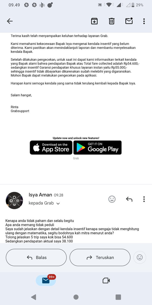 isyaaman's tweet photo. @GrabID Nih, nunggu balasan lama, sekali di balas ngga ada guna nya cuman sama seperti jawaban sebelumnya. Akhirnya by phone, eh jawabannya sama aja, tpi by phone akhirnya paham selisihnya. Tinggal nggu nanti bakal gmn. Kalo hak gw g d bayar ya nti gw lapor lagi https://t.co/Ovn7R26sRX