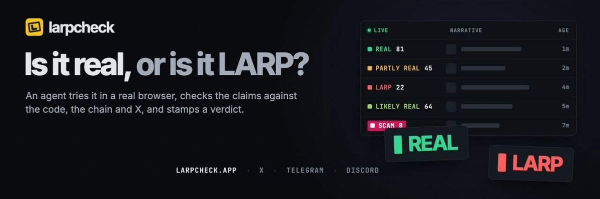 CryptoLaunchers's tweet photo. ❤️ $LARPCHECK | SOLANA 🚀

👀 Before you ape in, check the signals!

🔎 Meet LarpCheck — your crypto launch investigator. Analyze coins, X posts, and websites to spot red flags before entering.

🌐 Website: https://t.co/wKmVjpYl1S
🐦 X: https://t.co/oZQ5Yc6ctt

📊 DexScreener: https://t.co/dBmh51BiP6

💎 CA: "t9bnCGiZVUYsRKvx4d5dPcoDCSyuBM9C33ZNGNULARP"

DYOR. Check the launch. Read the signals. Trade smarter!

#LARPCHECK #Solana #Memecoin #Crypto