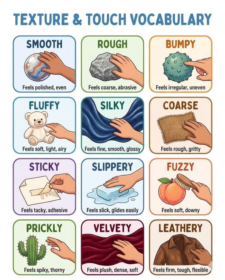 TheMapsGuide's tweet photo. Texture &amp; Touch Vocabulary https://t.co/QEAM0oRN3h