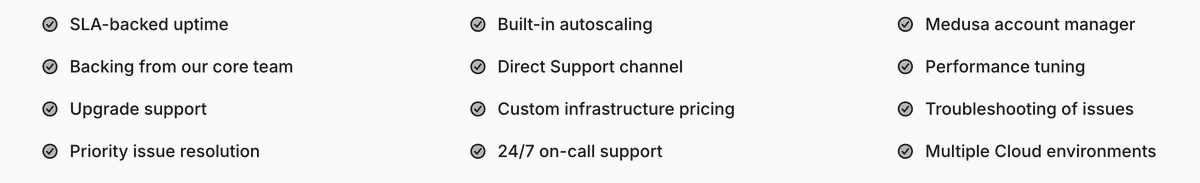 coderdiaz's tweet photo. @ramesjaw @juancruzz Es self-hosted, no tiene comisión por venta y tampoco features para solo enterprise. En su lugar, su versión enterprise es para acceder al equipo desarrollador para agilizar soporte a lo que buscas construir o para utilizar Medusa Cloud. https://t.co/LNn2pa2f0E