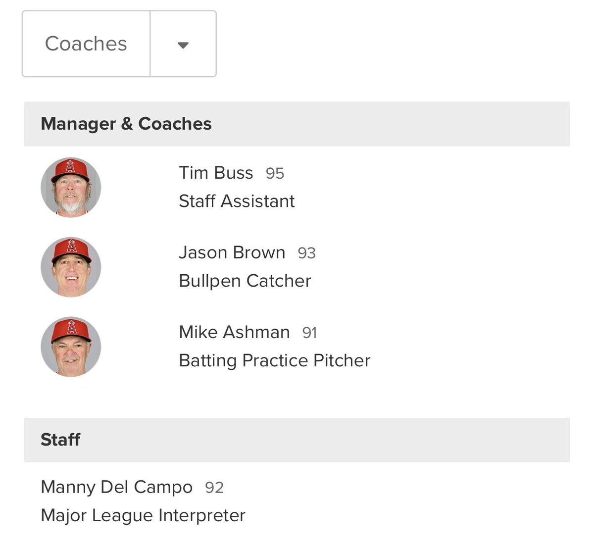 BeyondTheHalo's tweet photo. It would appear these are the lone survivors on the Angels coaching staff https://t.co/0rBplWUY8g