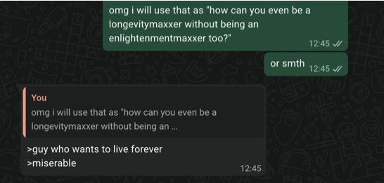 Plus3Happiness's tweet photo. from a recent conversation with @nosilverv on longevitymaxxers https://t.co/1LvlKy5Ipo