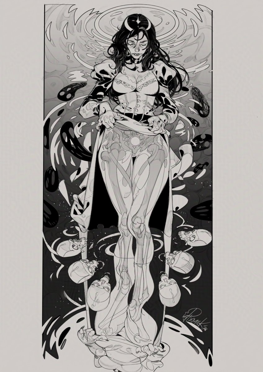 pixmilk's tweet photo. Two halves meeting from opposite sides. We are like drops of one water. 🌗🌓

The seventh one in my Autumn graphic series. #drawtober #inktober https://t.co/eRpKNkqRfU