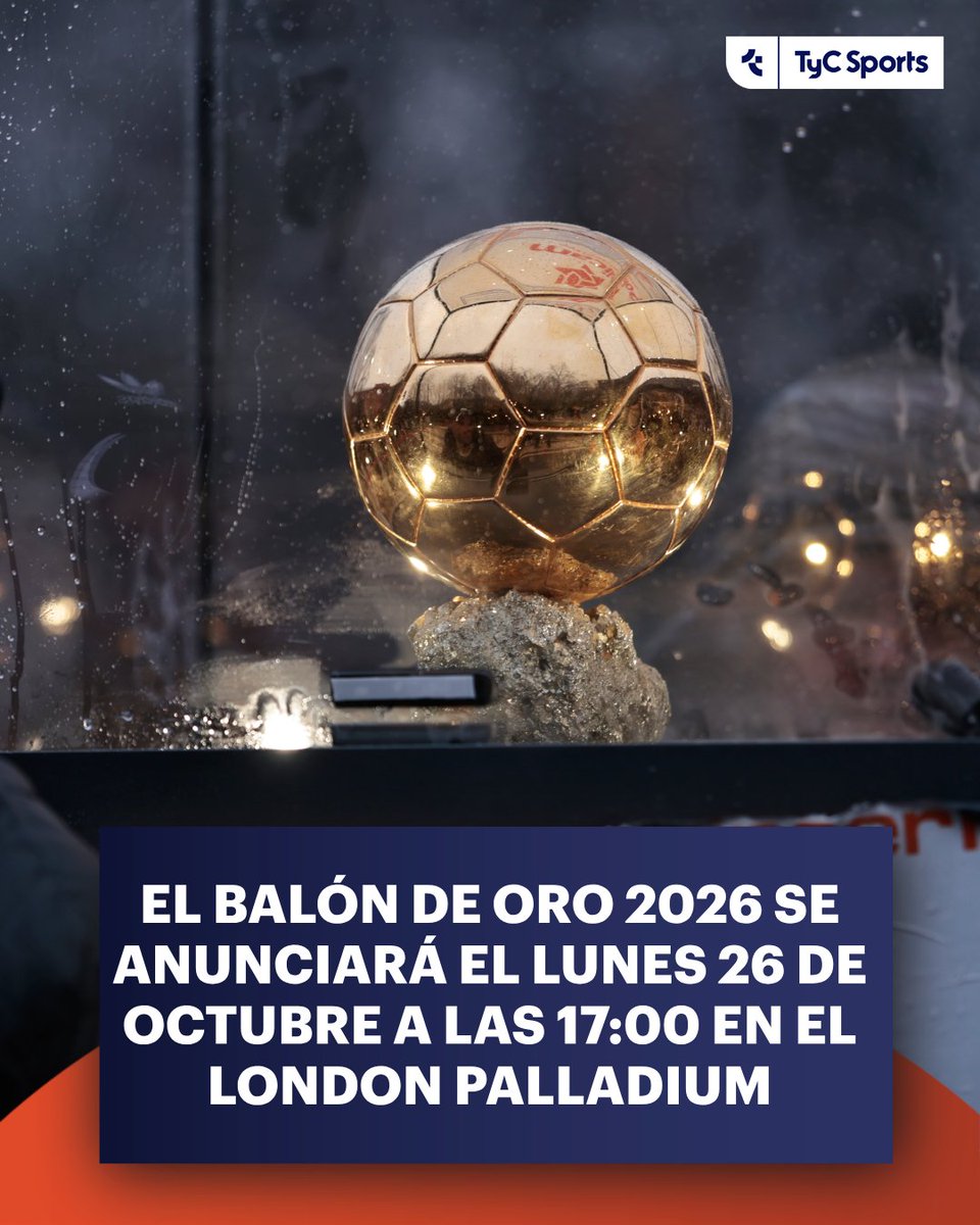 TyCSports's tweet photo. ⚽ 🪙 La ceremonia del Balón de Oro se llevará a cabo en el London Palladium, de Londres, el lunes 26 de octubre desde las 17:00. De esta manera, será la primera vez que la gala se realice en la capital inglesa, dejando de manera temporal el tradicional escenario del Théâtre du Châtelet de París, sede habitual del evento desde 2019. La decisión tiene un fuerte valor simbólico: rendir homenaje a Sir Stanley Matthews, el primer futbolista en ganar el Balón de Oro en 1956.

🔝 🐐 Todos los nominados:

Jude Bellingham (Real Madrid)
Pau Cubarsí (Barcelona)
Marc Cucurella (Chelsea / Real Madrid)
Ousmane Dembélé (Paris Saint-Germain)
Luis Díaz (Bayern de Múnich)
Bruno Fernandes (Manchester United)
Gabriel Magalhães (Arsenal)
Erling Haaland (Manchester City)
Achraf Hakimi (Paris Saint-Germain)
Harry Kane (Bayern de Múnich)
Khvicha Kvaratskhelia (Paris Saint-Germain)
Lamine Yamal (Barcelona)
Sadio Mané (Al-Nassr)
Marquinhos (Paris Saint-Germain)
Lautaro Martínez (Inter de Milán)
Kylian Mbappé (Real Madrid)
Nuno Mendes (Paris Saint-Germain)
Lionel Messi (Inter Miami)
João Neves (Paris Saint-Germain)
Michael Olise (Bayern de Múnich)
Willian Pacho (Paris Saint-Germain)
Julián Quiñones (Al-Qadsiah)
Declan Rice (Arsenal)
Rodri (Manchester City / Barcelona)
Fabián Ruiz (Paris Saint-Germain)
William Saliba (Arsenal)
Ferran Torres (Barcelona / Paris Saint-Germain)
Dayot Upamecano (Bayern de Múnich)
Vinícius Júnior (Real Madrid)
Vitinha (Paris Saint-Germain)