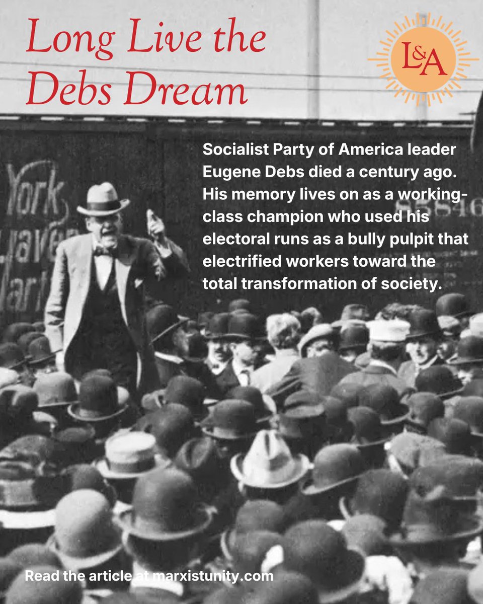 MarxistUnityDSA's tweet photo. Socialist Party of America leader Eugene Debs died a century ago this week. In Light &amp; Air, @overallsthinker Steven Raney argues that we can revive the dream Debs embodied for millions of people. https://t.co/YuQytCDb26