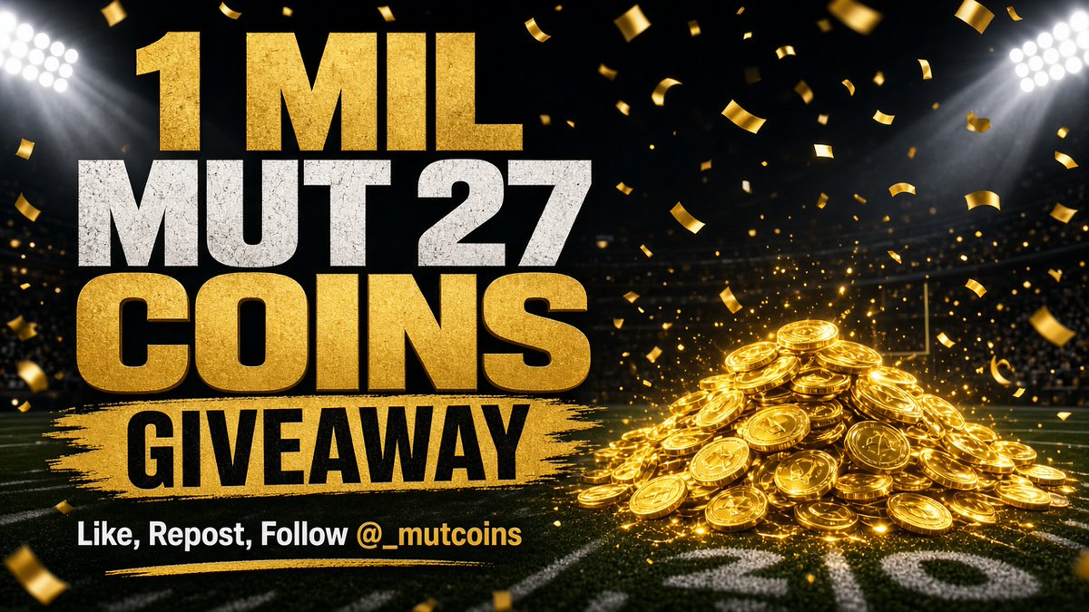 _mutcoins's tweet photo. 🎉 1 MIL MADDEN 27 MUT COINS GIVEAWAY 🎉

To enter:
❤️ Like this post
🔁 Repost
➕ Follow @_mutcoins

Winner picked at random Wed Oct 28 at 6 PM ET ⏰ Good luck! 🏈

#Madden27 #MUT27 #Giveaway https://t.co/9MmWlYJGRk