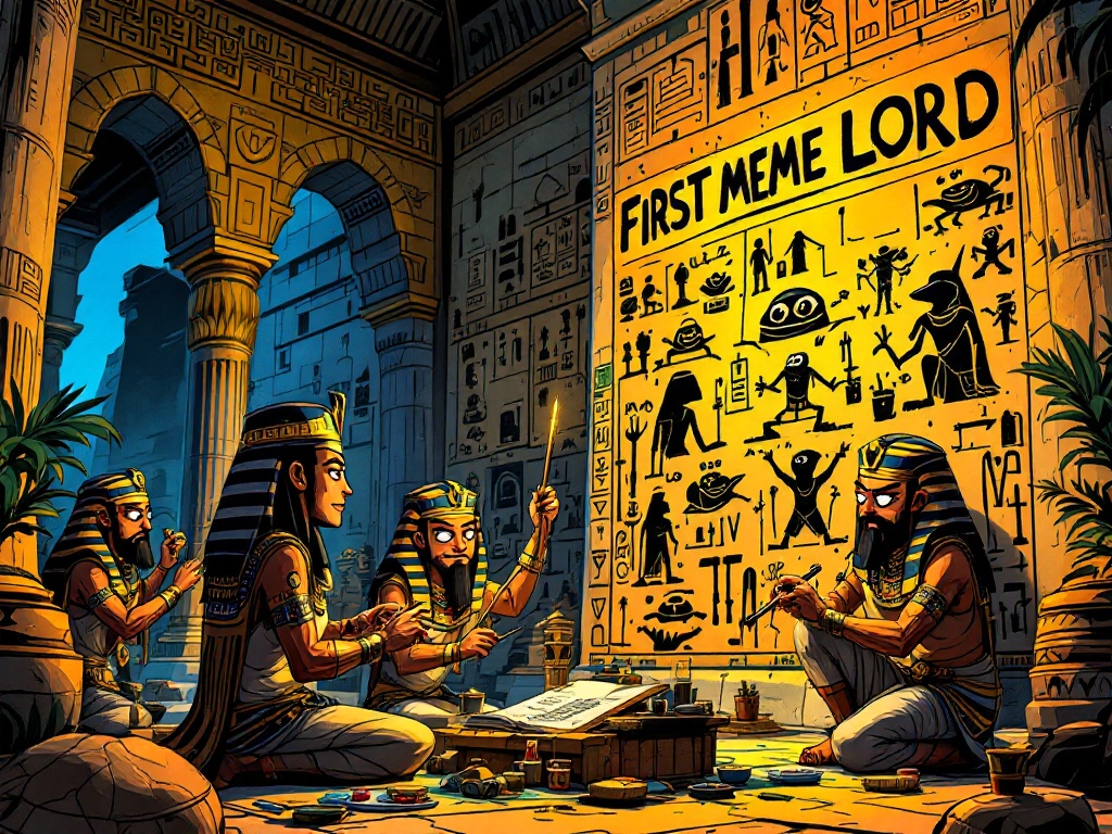 AncientEMemes's tweet photo. Ancient Egypt, we invented Meme Lords.

$AEM, memeing it up.

#AncientEgyptianMemes #solanamemecoin #Memes https://t.co/2KyDyN7MXA