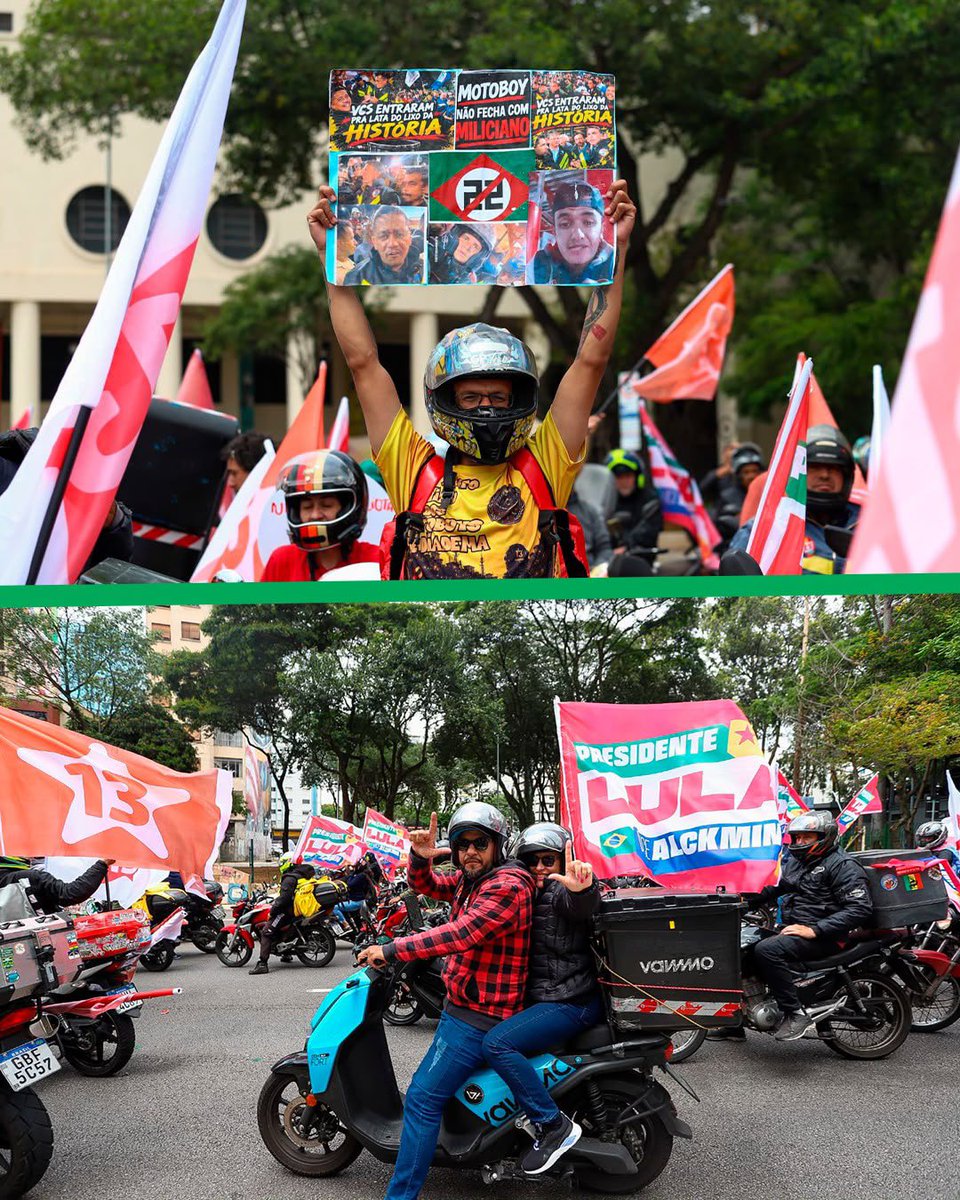 esuplicy's tweet photo. Bonita e emocionante a manifestação dos entregadores e motoboys em São Paulo! Trabalhadores essenciais que merecem segurança e dignidade. Neste domingo, 25, vamos exercer nosso direito com consciência e esperança. Vamos votar 13! https://t.co/IDWmpkBECz